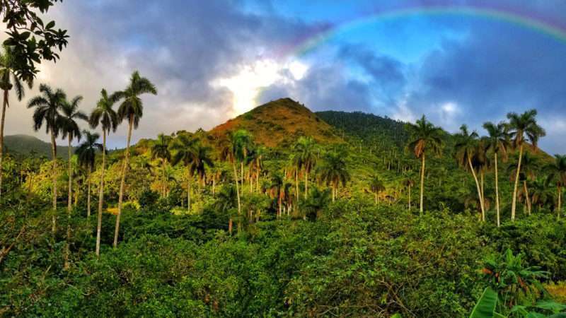 A rainbow above the hinterland in Soroa, Cuba