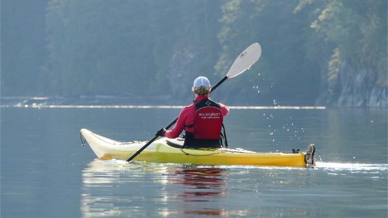 A person kayaking in Canada