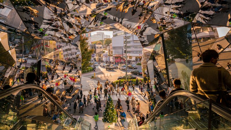 A reflective sculpture in Japan