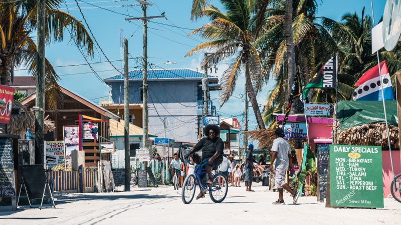 The sandy streets of Caye Caulker, Belize
